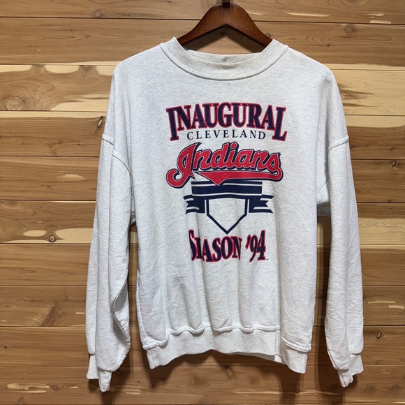 VTG Men’s Cleveland Indians Authentic ‘94 MLB Baseball Gray Sweatshirt L - Picture 1 of 7